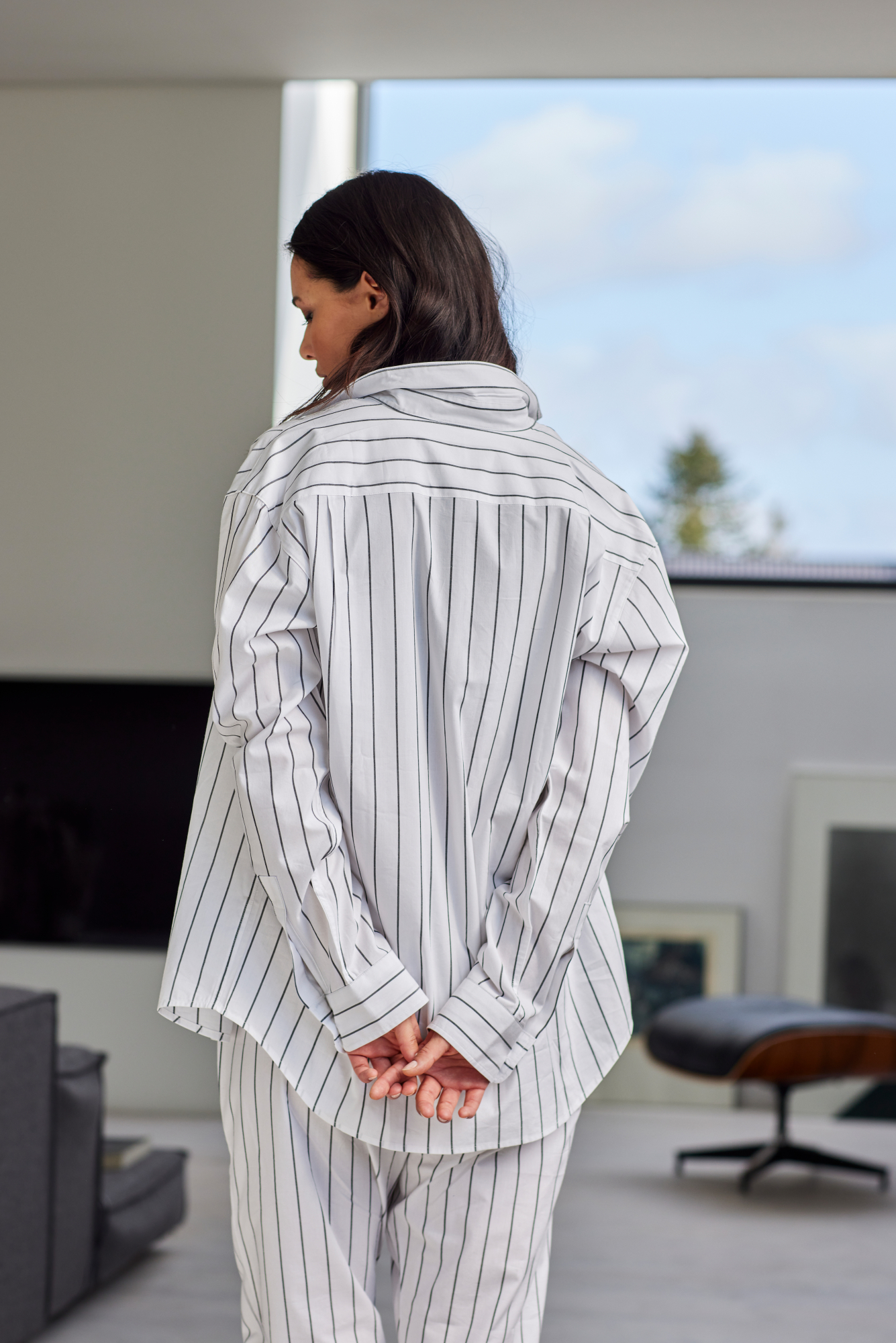 Pyjamasskjorte, Økologisk bomuld, Hvid
