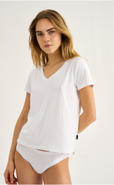 T-shirt v-hals | Bambusviskose | Hvid -JBS of Denmark Women