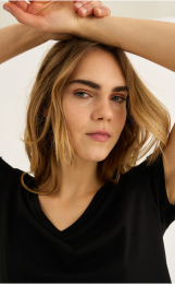 T-shirt v-hals | Bambusviskose | Sort -JBS of Denmark Women