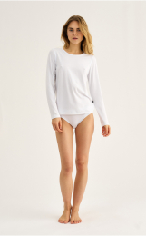 Langærmet t-shirt | Bambusviskose | Hvid -JBS of Denmark Women