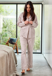 Pyjamasskjorte | 100% økologisk bomuld | Rosa ternet -JBS of Denmark Women