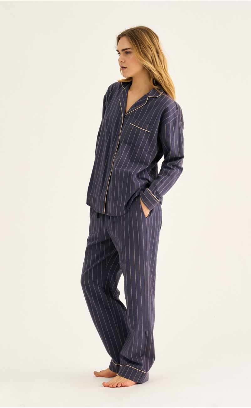 Pyjamasbukser | 100% økologisk bomuld | Navy stribet -JBS of Denmark Women