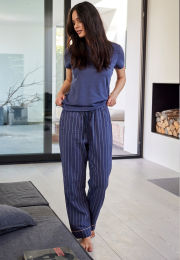 Pyjamasbukser | 100% økologisk bomuld | Navy stribet -JBS of Denmark Women