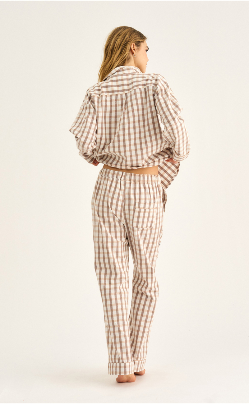 Pyjamasbukser | 100% økologisk bomuld | Rosa ternet -JBS of Denmark Women