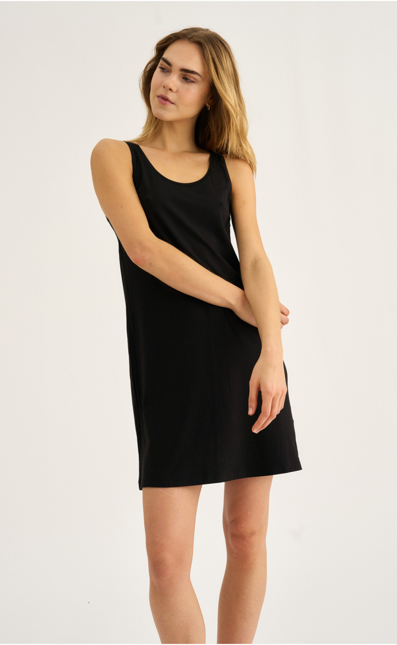 Kjole med brede stropper | Bambusviskose | Sort -JBS of Denmark Women