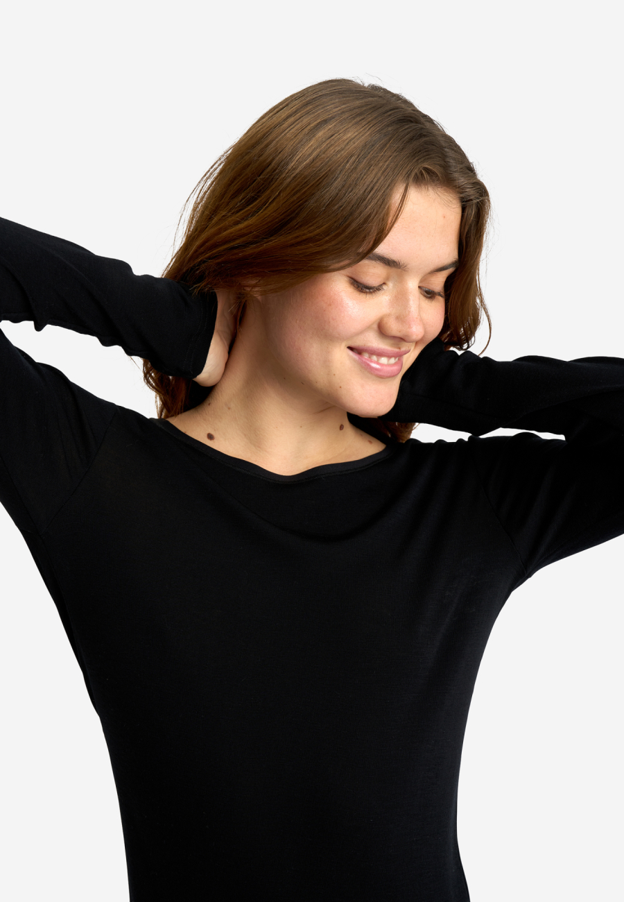Langærmet t-shirt | 100% uld | Sort -JBS of Denmark Women