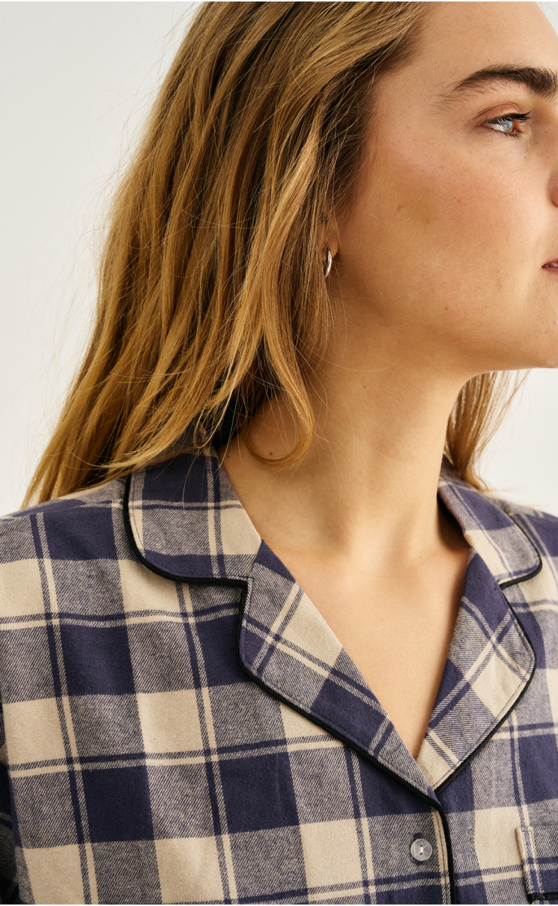 Pyjamasskjorte | 100% økologisk bomuld | Navy ternet -JBS of Denmark Women