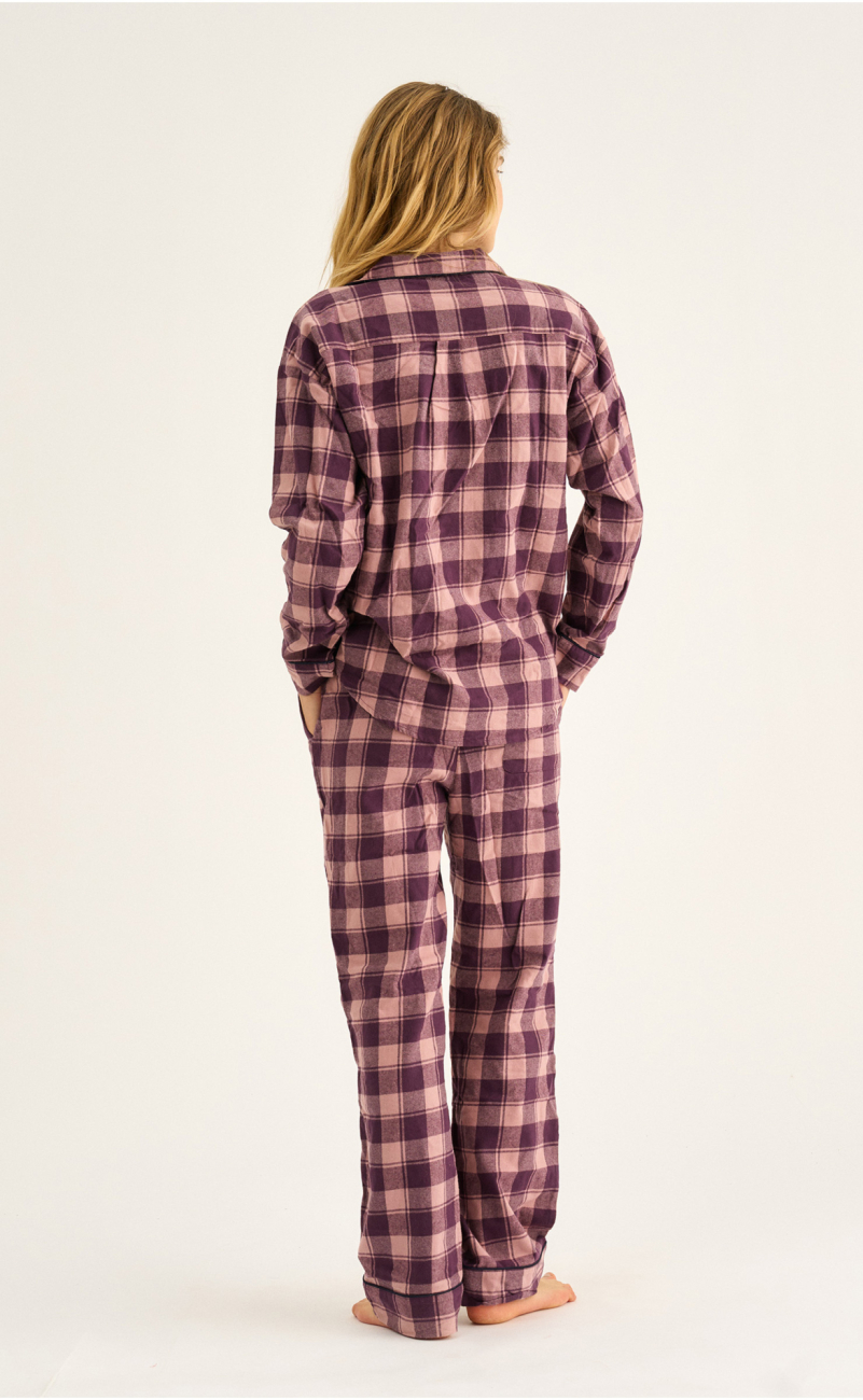 Pyjamasskjorte | 100% økologisk bomuld | Rosa ternet -JBS of Denmark Women