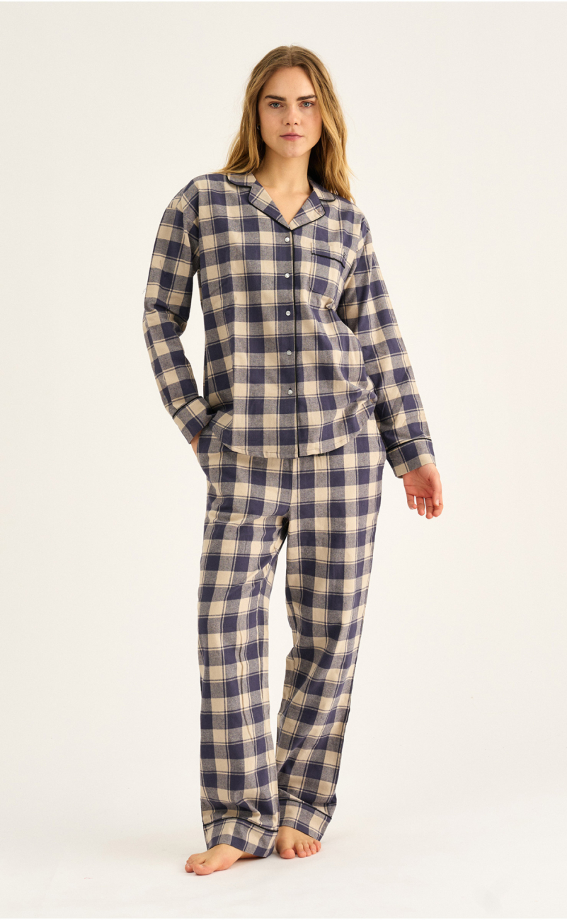 Pyjamasbukser | 100% økologisk bomuld | Navy ternet -JBS of Denmark Women