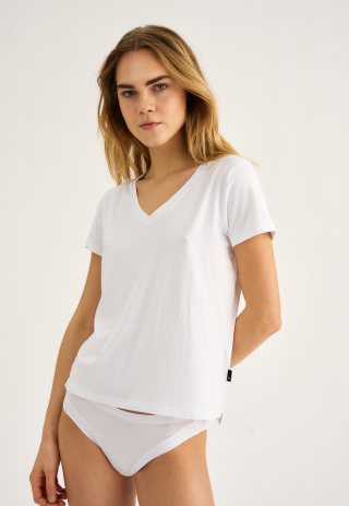 T-shirt v-hals | Bambusviskose | Hvid -JBS of Denmark Women
