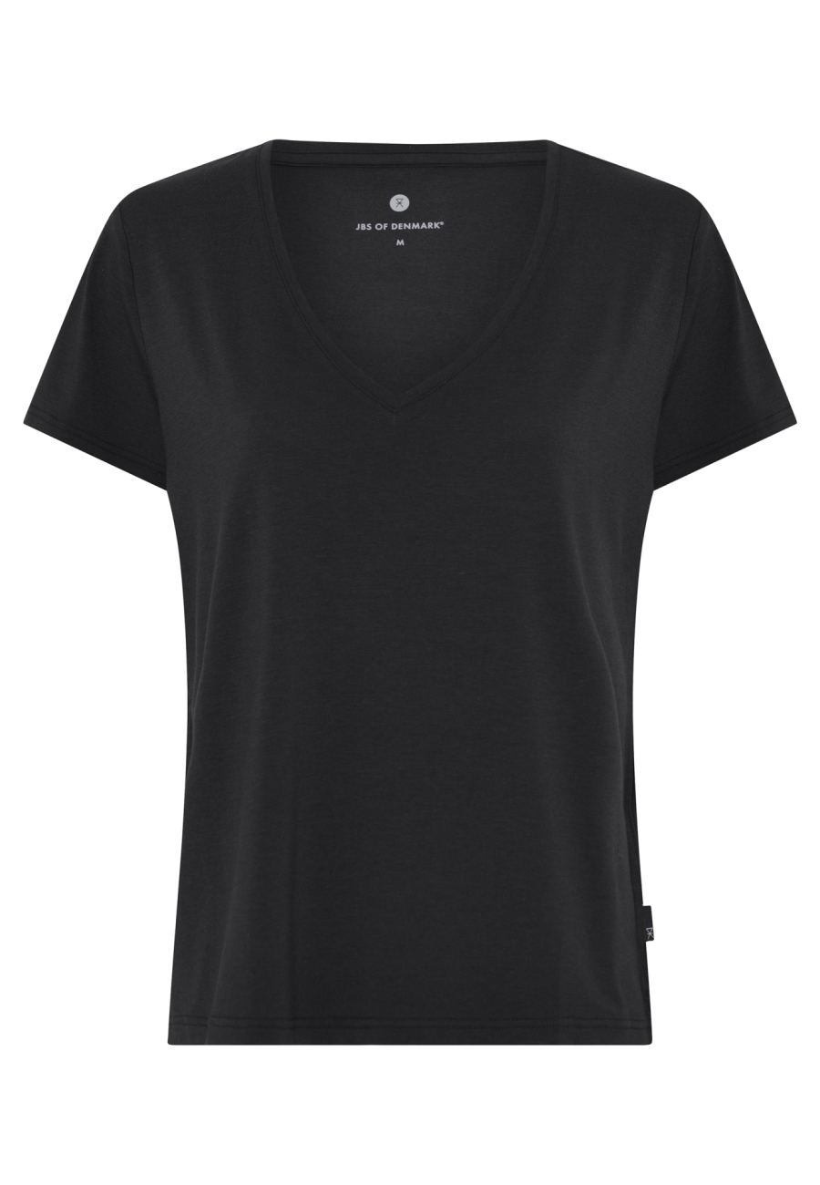 T-shirt v-hals, Bambusviskose, Sort