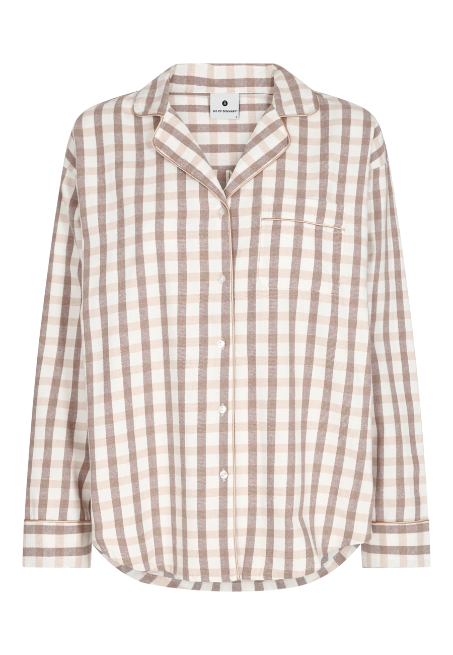 Pyjamasskjorte, 100% økologisk bomuld, Rosa ternet