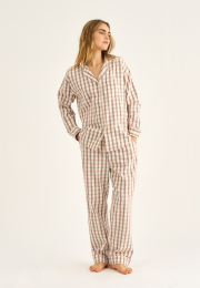 Pyjamasskjorte | 100% økologisk bomuld | Rosa ternet -JBS of Denmark Women