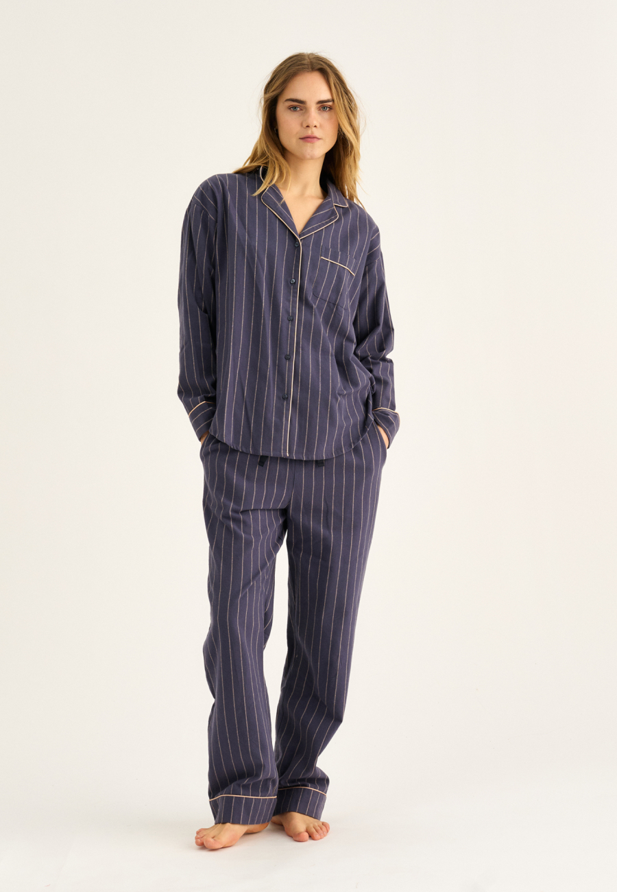 Pyjamasbukser | 100% økologisk bomuld | Navy stribet -JBS of Denmark Women