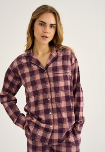 Pyjamasskjorte | 100% økologisk bomuld | Rosa ternet -JBS of Denmark Women