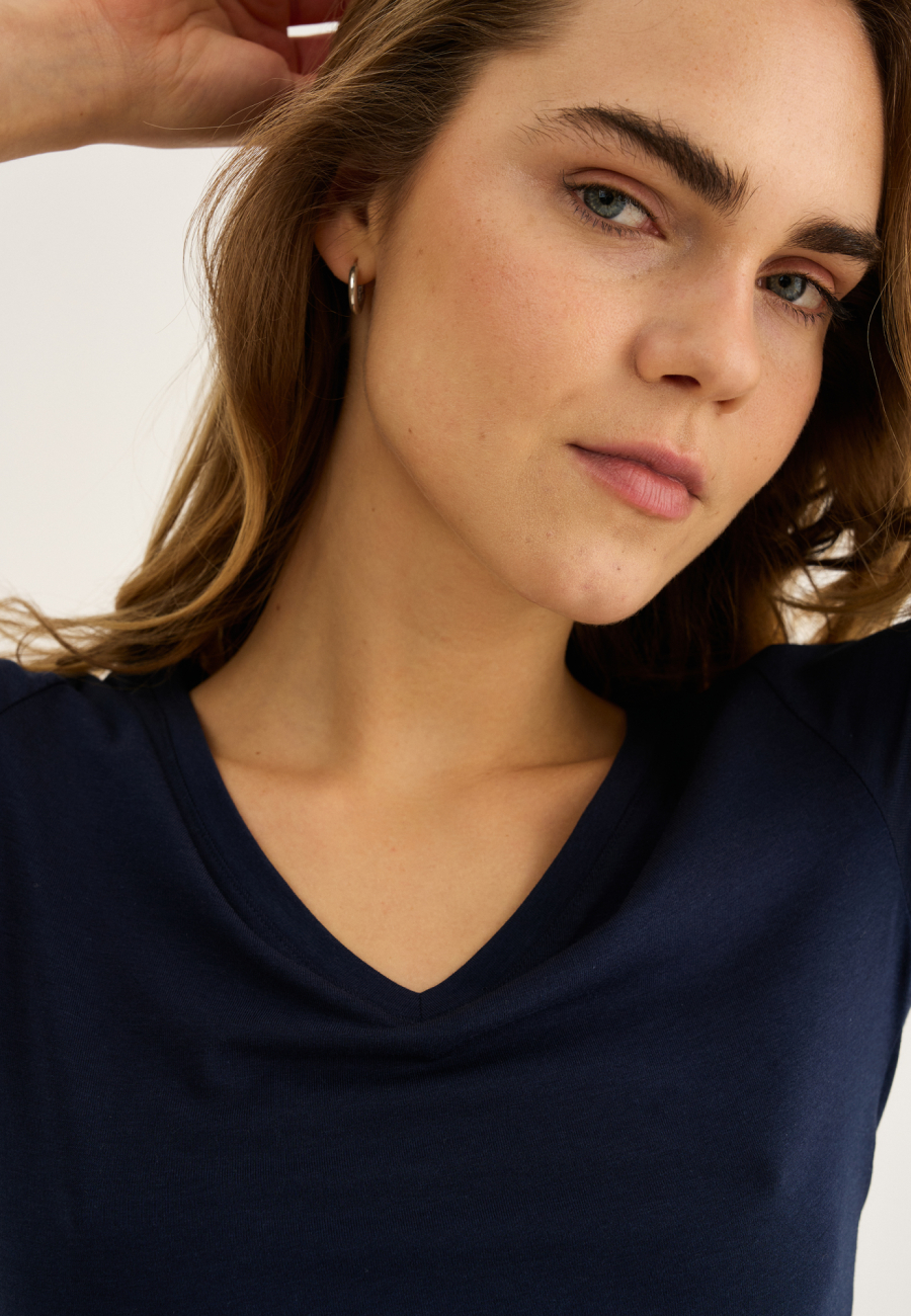 T-shirt v-neck, Bambusviskose, Navy