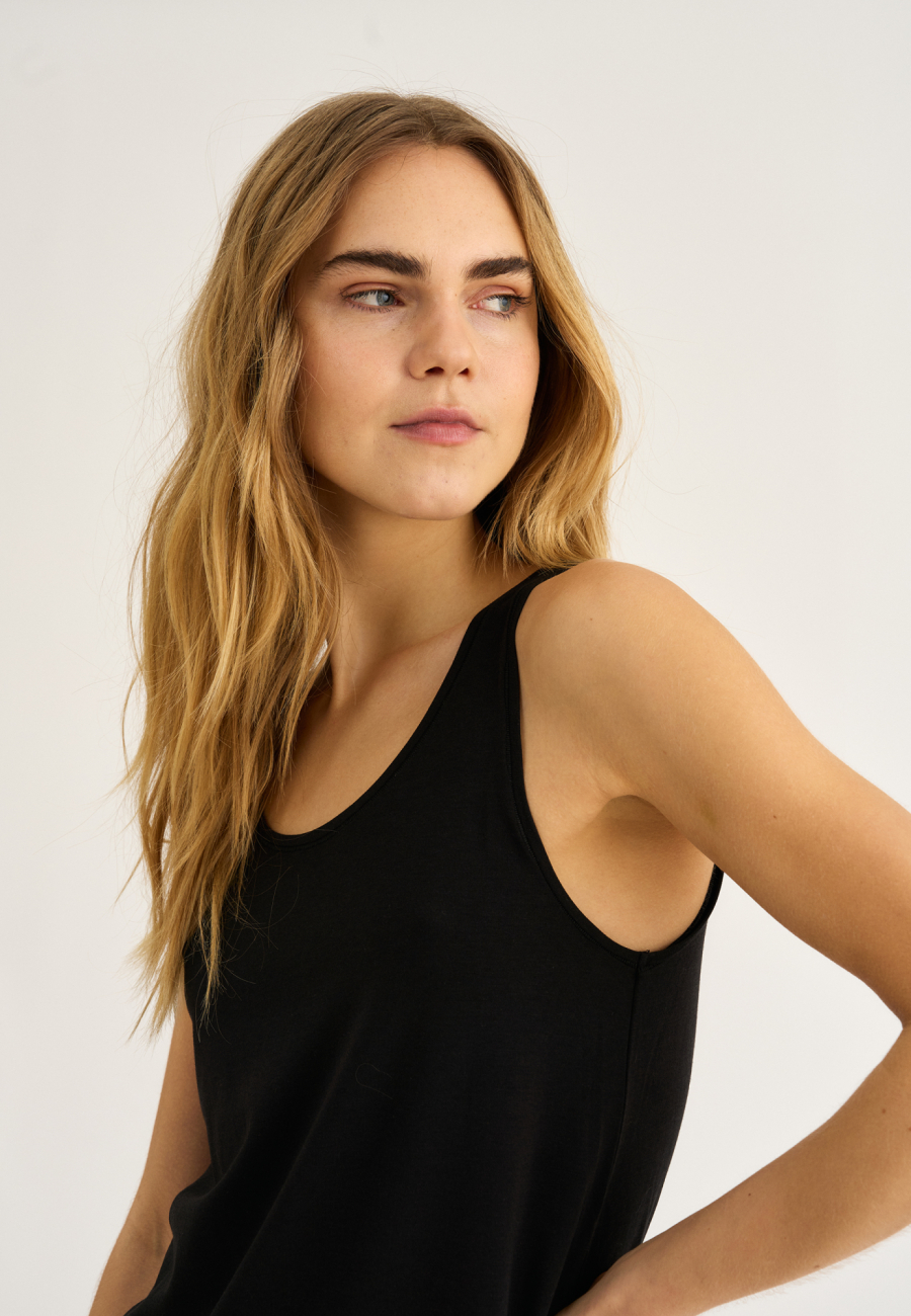 Kjole med brede stropper | Bambusviskose | Sort -JBS of Denmark Women