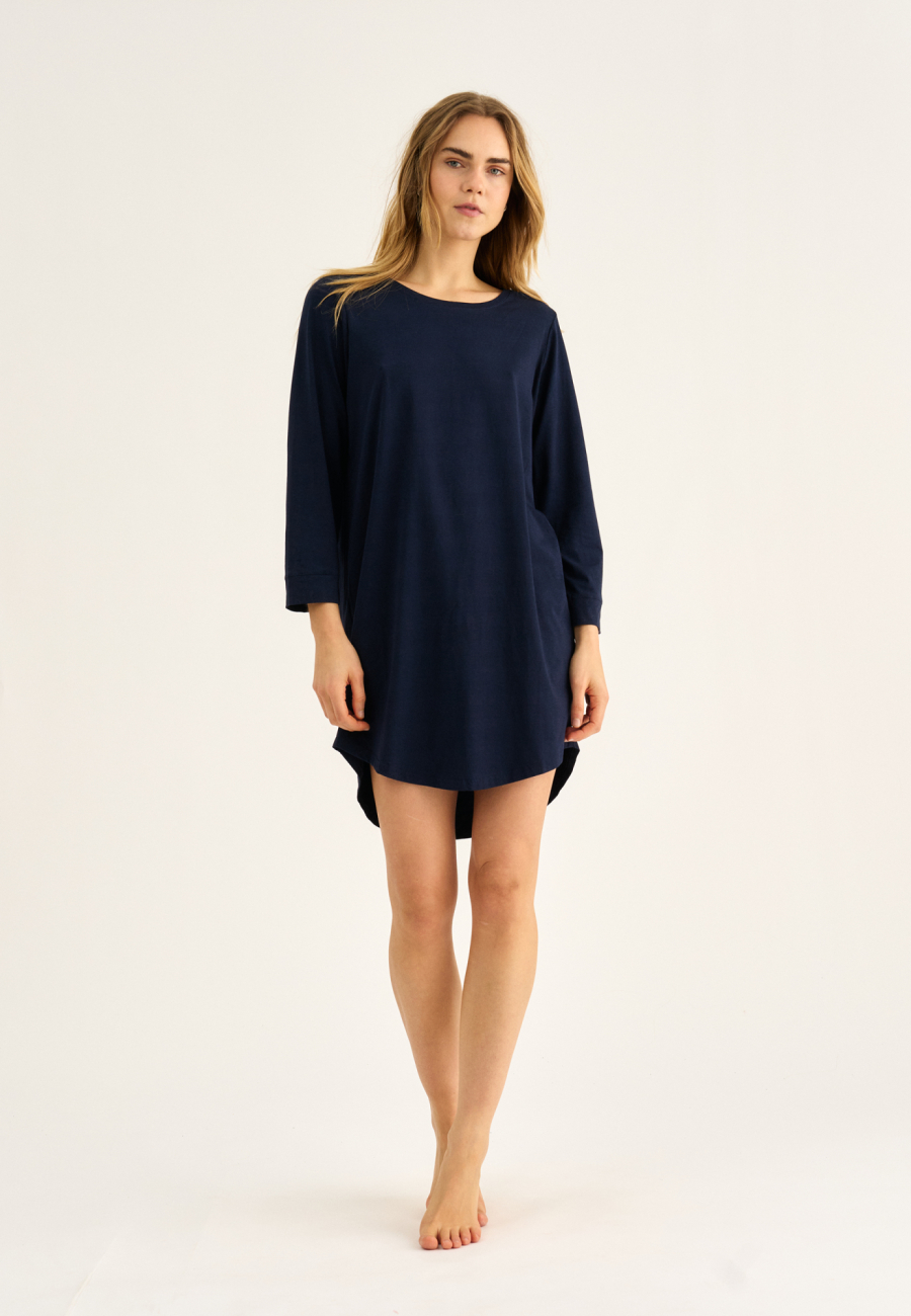 Big shirt m. lange ærmer, Bambusviskose, Navy
