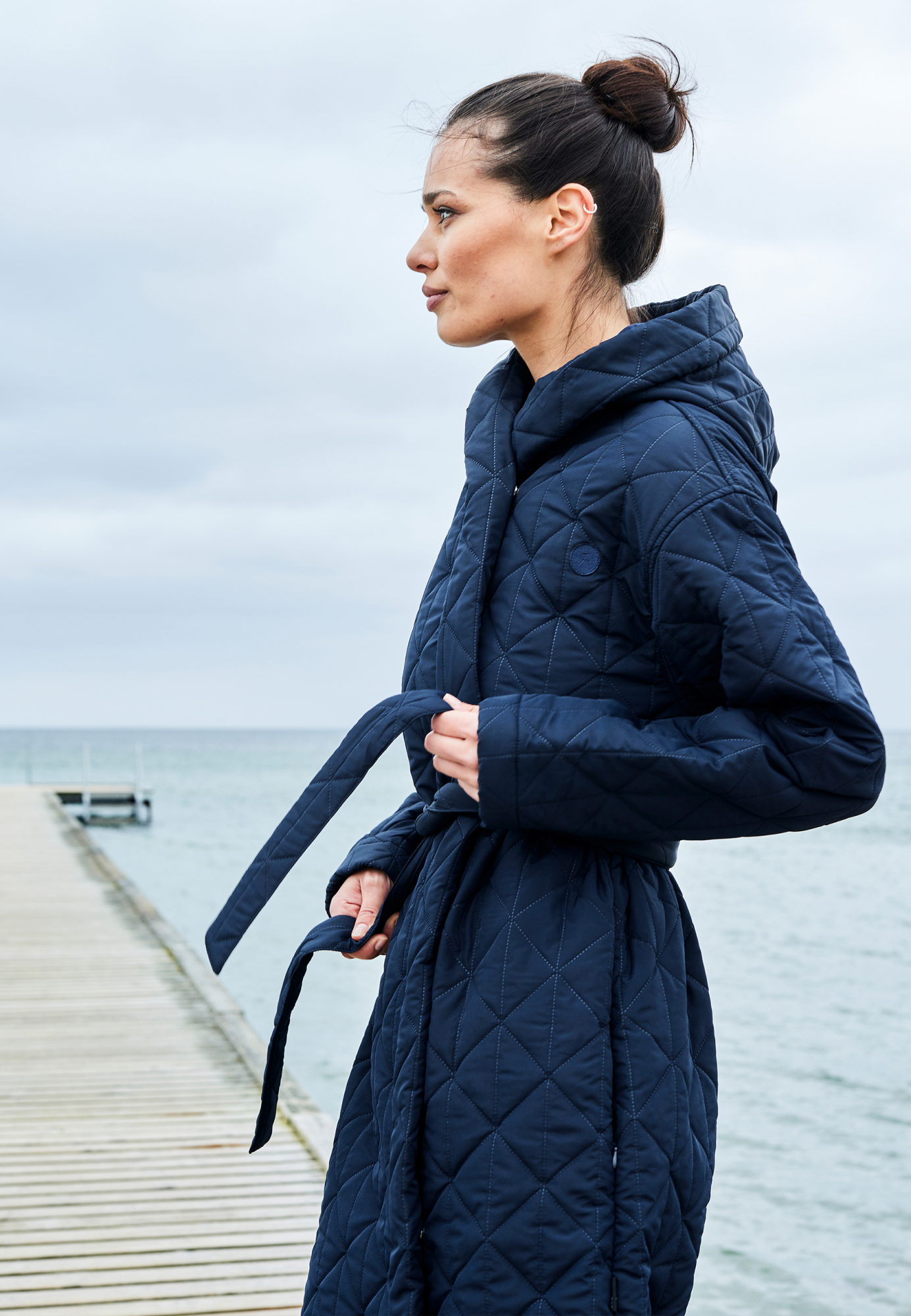 Vinterbadekåbe, fleece, Navy