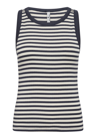 Rib tanktop, Bambusviskose, Blåstribet Rib tanktop, Bambusviskose, Blåstribet