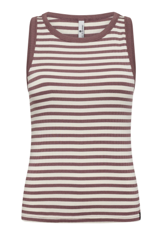 Rib tanktop, Bambusviskose, Rosa stribet Rib tanktop, Bambusviskose, Rosa stribet
