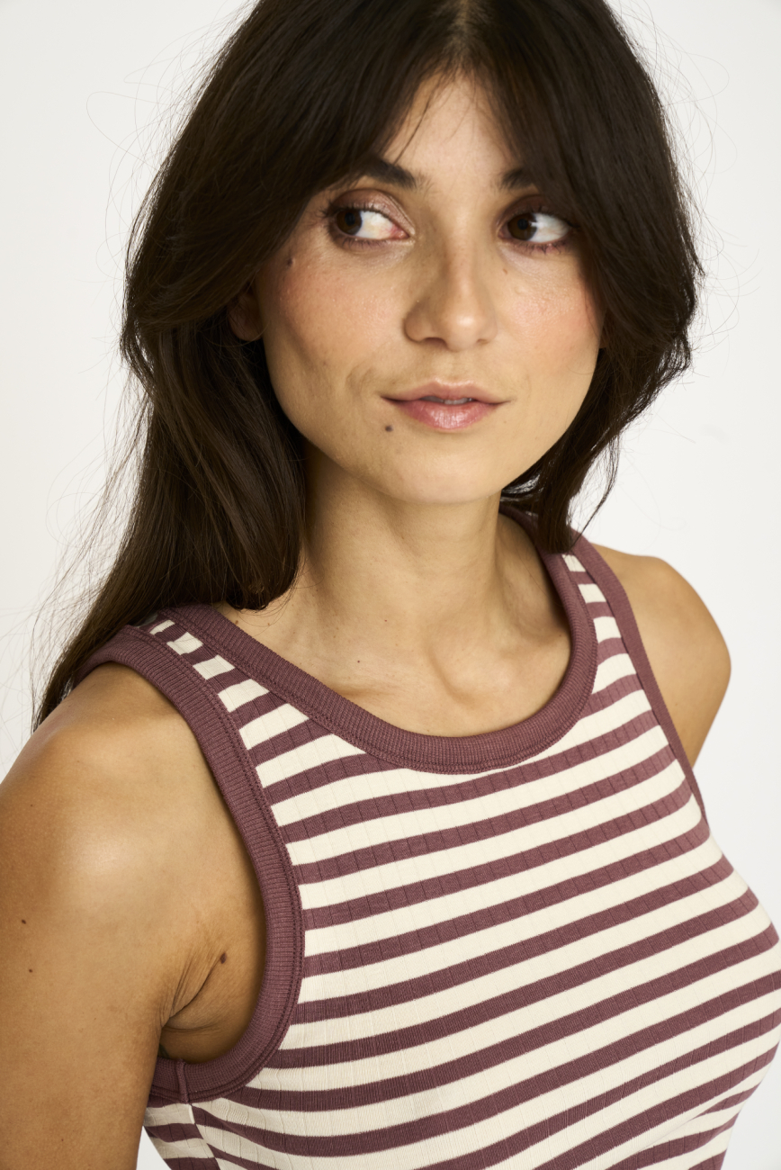 Rib tanktop | Bambusviskose | Rosa stribet -JBS of Denmark Women
