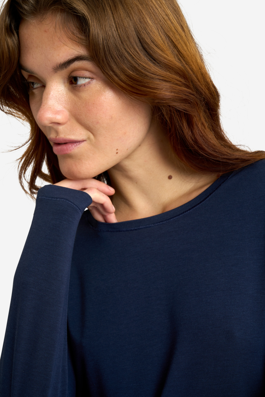 Langærmet t-shirt | Bambusviskose | Navy -JBS of Denmark Women