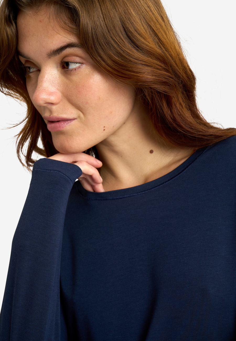 Langærmet t-shirt | Bambusviskose | Navy -JBS of Denmark Women