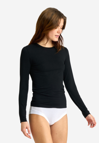 Cashmere-blend langærmet t-shirt | Bambusviskose | Sort -JBS of Denmark Women Cashmere-blend langærmet t-shirt | Bambusviskose | Sort -JBS of Denmark Women