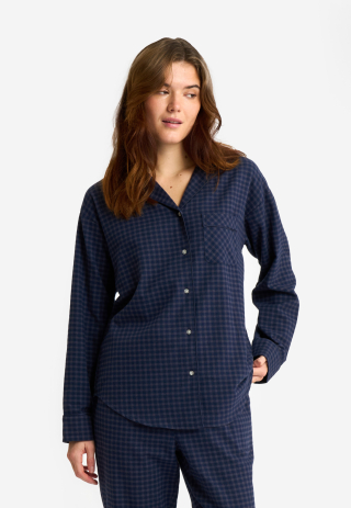 Pyjamaskjorte | 100% økologisk bomuld | Navy ternet -JBS of Denmark Women Pyjamaskjorte | 100% økologisk bomuld | Navy ternet -JBS of Denmark Women