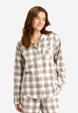 Pyjamasskjorte | 100% økologisk bomuld | Sand ternet -JBS of Denmark Women Pyjamasskjorte | 100% økologisk bomuld | Sand ternet -JBS of Denmark Women
