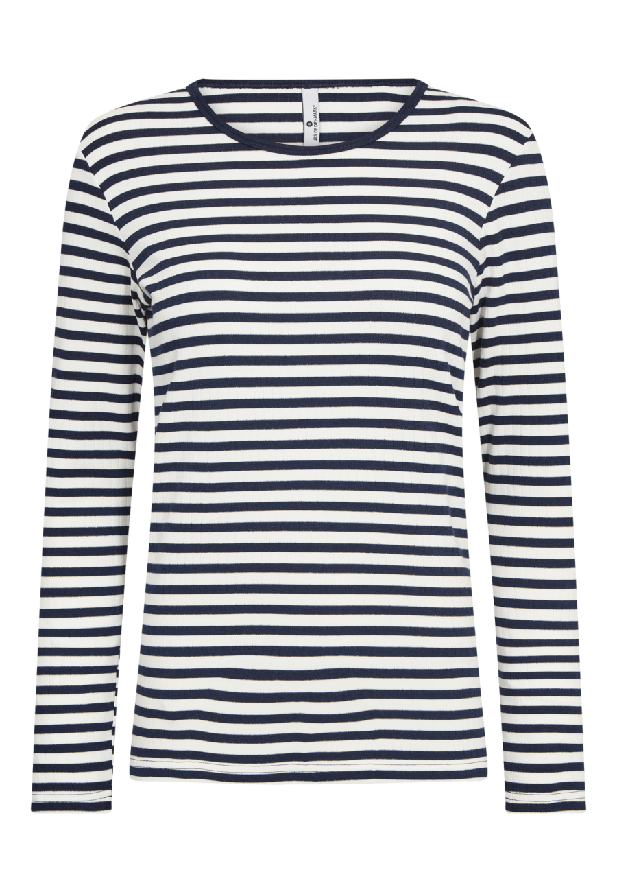 Rib langærmet t-shirt | Bambusviskose | Navy stribet -JBS of Denmark Women