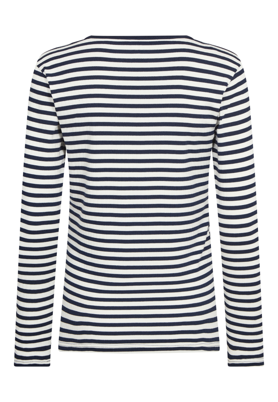 Rib langærmet t-shirt | Bambusviskose | Navy stribet -JBS of Denmark Women