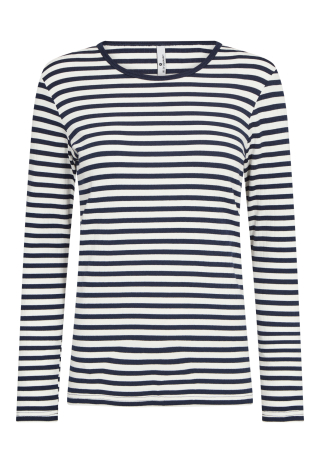 Rib langærmet t-shirt | Bambusviskose | Navy stribet -JBS of Denmark Women