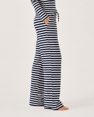 Rib bukser m. lige ben | Bambusviskose | Navy stribet -JBS of Denmark Women