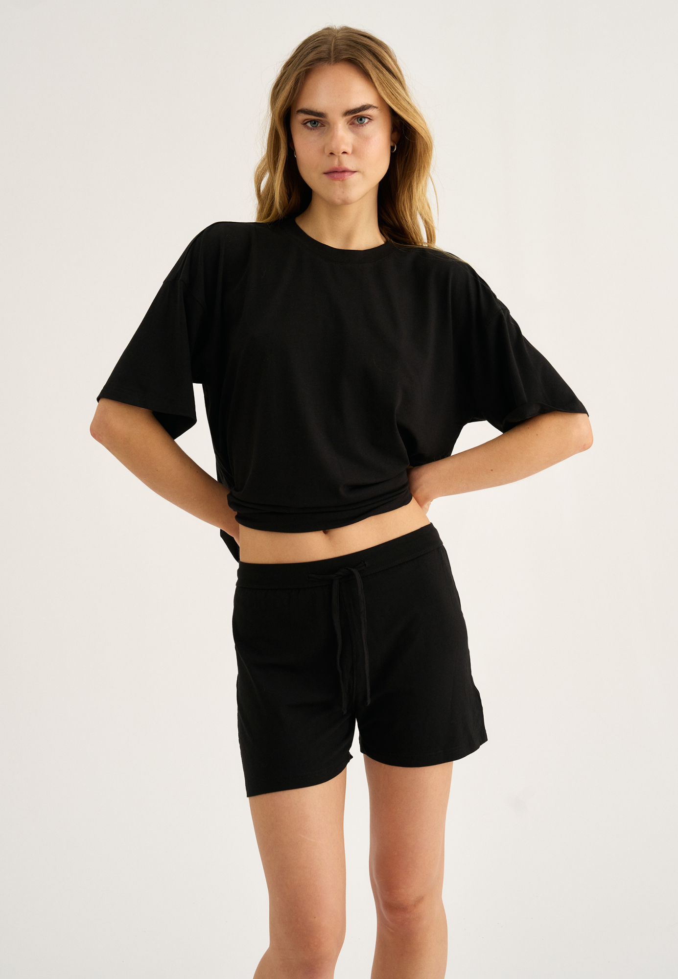 Shorts, Bambusviskose, Sort