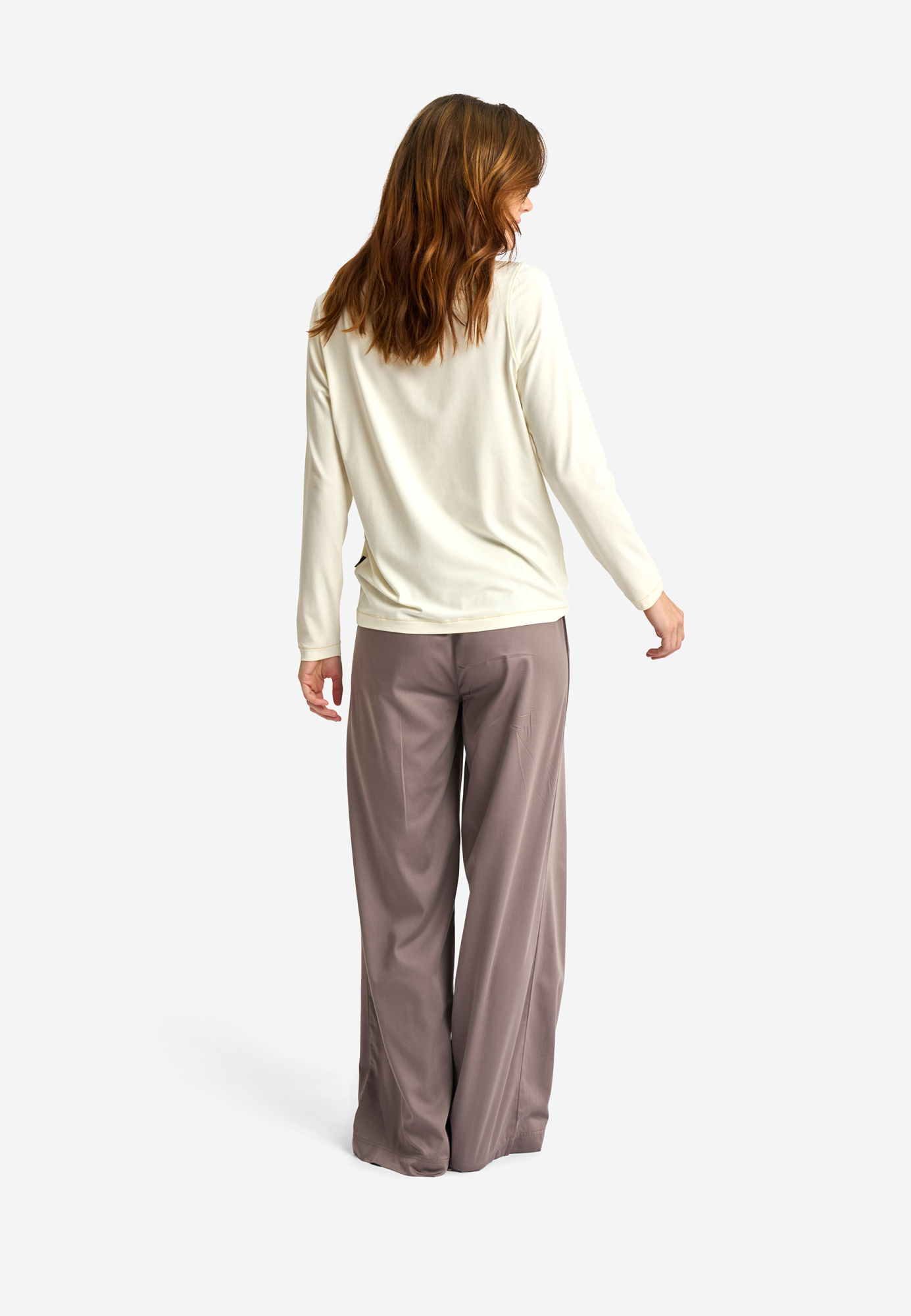 Langærmet t-shirt, Bambusviskose, Ivory