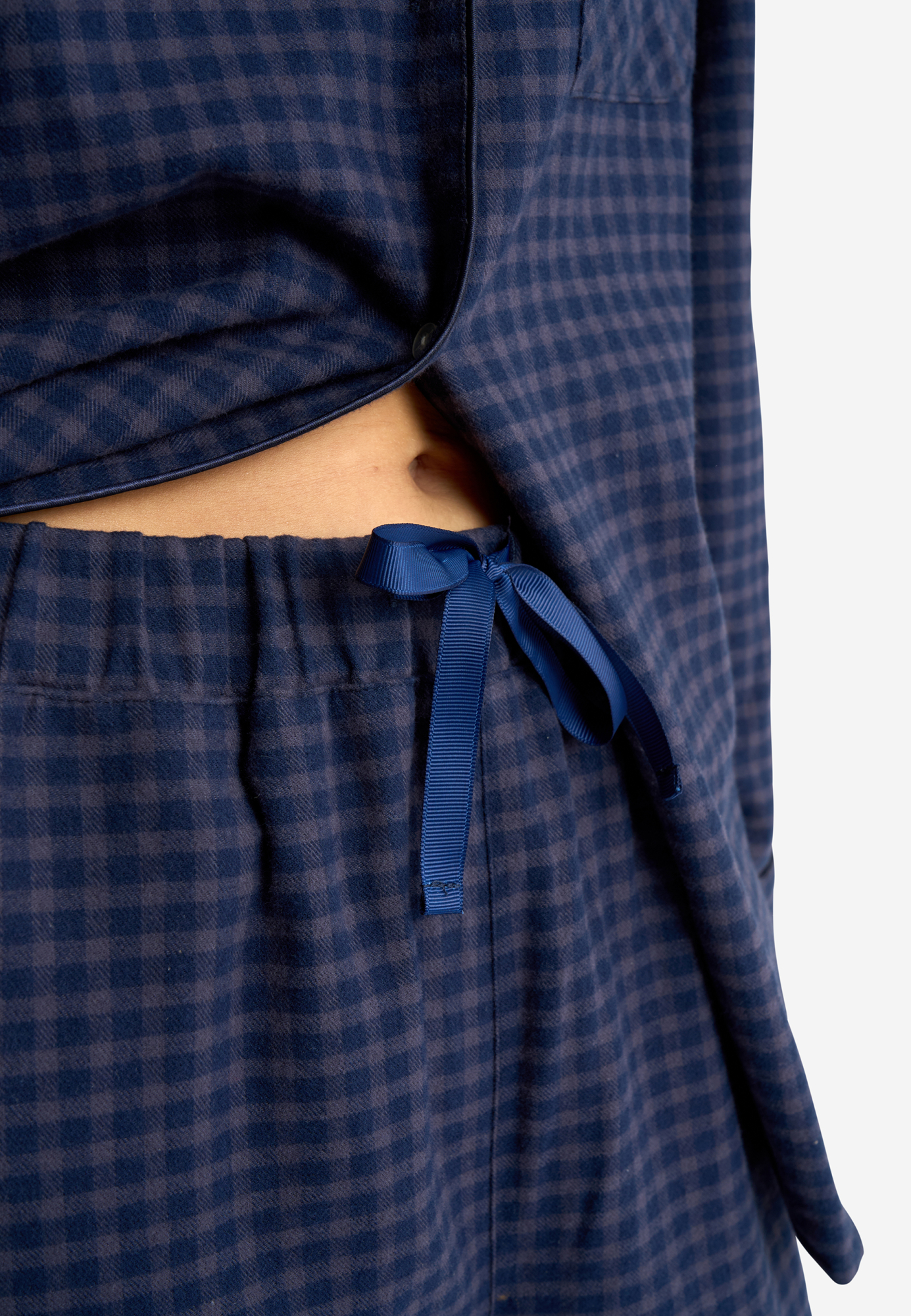 Pyjamasbukser, 100% økologisk bomuld, Navy ternet