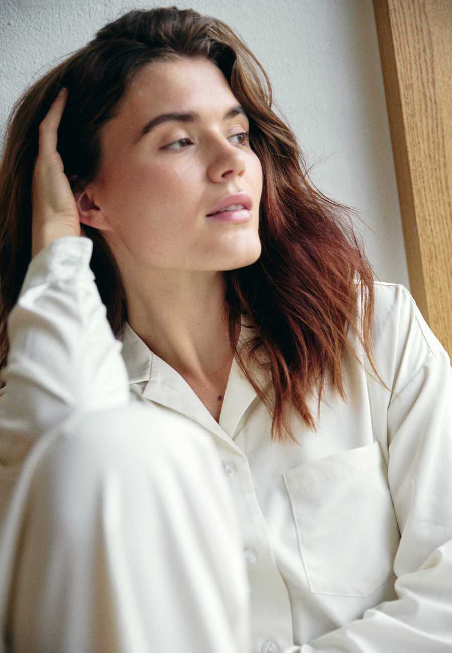 Pyjamasskjorte, Bambusviskose, Ivory