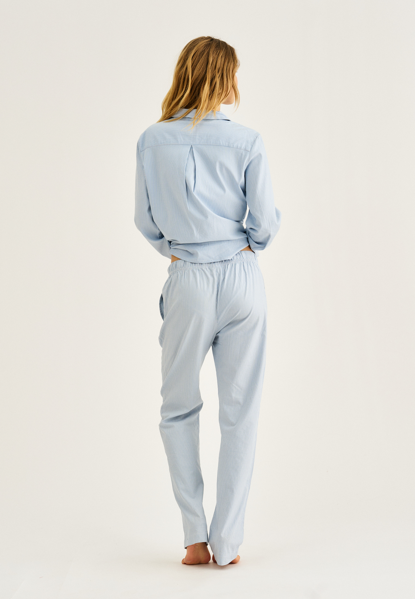 Pyjamasbukser, Bambusviskose, Blåstribet