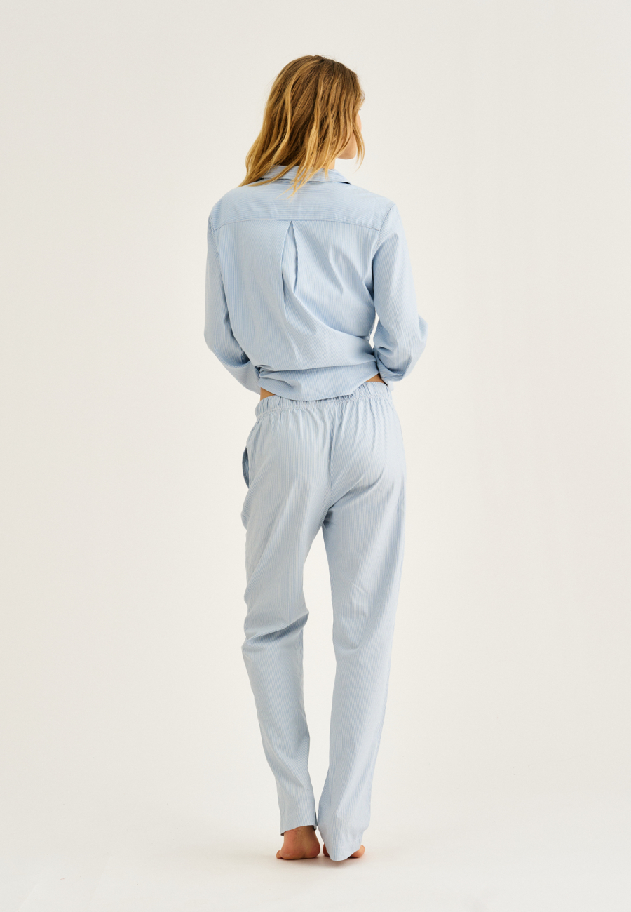 Pyjamasbukser, Bambusviskose, Blåstribet
