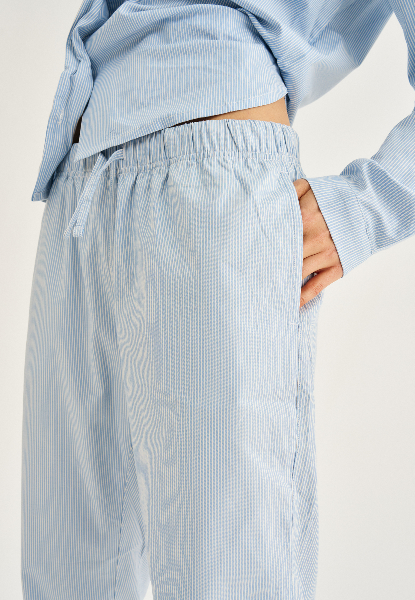 Pyjamasbukser, Bambusviskose, Blåstribet