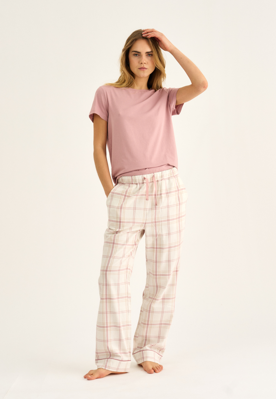 Pyjamasbukser, 100% økologisk bomuld, Rosa stribet