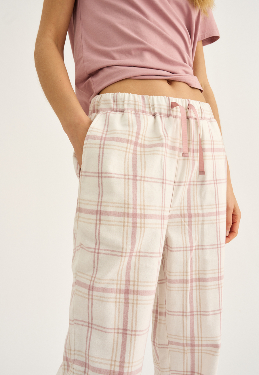 Pyjamasbukser, 100% økologisk bomuld, Rosa stribet