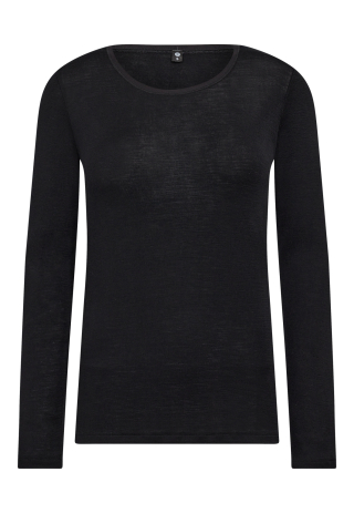 Langærmet t-shirt, 100% uld, Sort