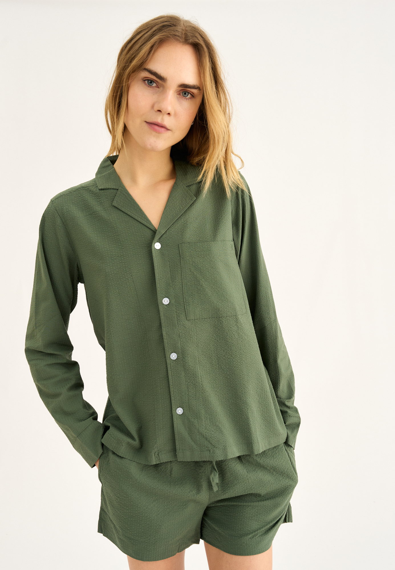 Pyjamasskjorte, Bambusviskose, Grøn