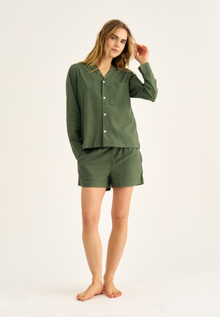Pyjamasskjorte, Bambusviskose, Grøn