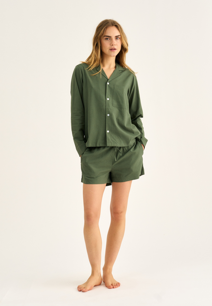Pyjamasshorts, Bambusviskose, Grøn