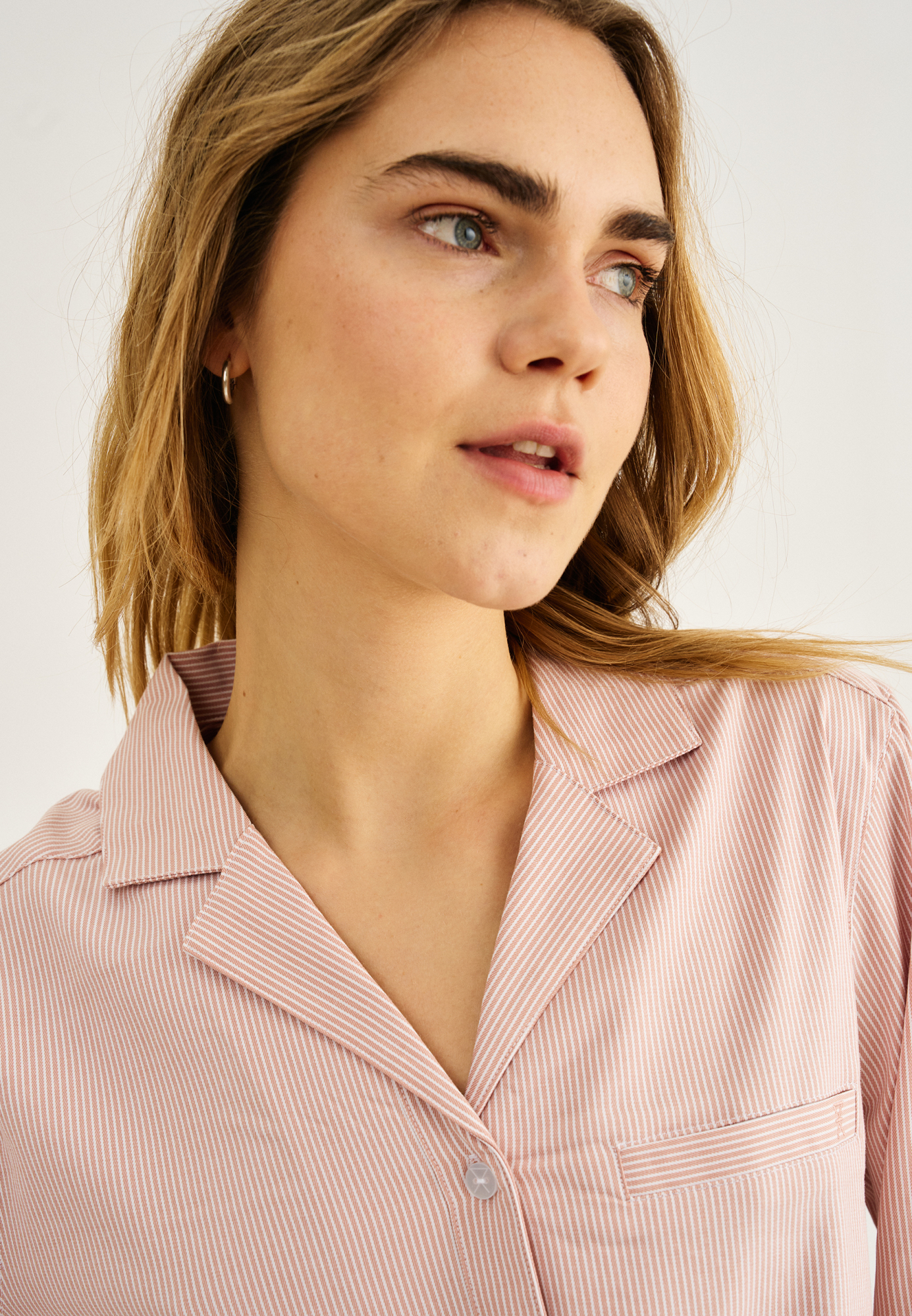 Pyjamasskjorte, Bambusviskose, Fersken