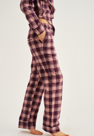 Pyjamasbukser, 100% økologisk bomuld, Rosa ternet